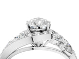 White gold Pear Diamond Halo Ring with Marquise and Pavé Band in Prong Setting_41
