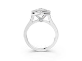 White gold Pear Diamond Halo Ring with Milgrain Frame and Pavé Band_78