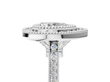White gold Pear Diamond Halo Ring with Milgrain Frame and Pavé Band_80