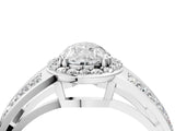 White gold Pear Diamond Halo Ring with Split Shank Pavé Band and Four-Prong Setting_10