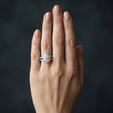 White gold Pear Diamond Halo Ring with Split Shank Pavé Band and Four-Prong Setting_18