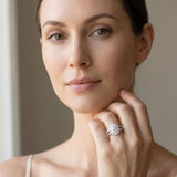 White gold Pear Diamond Halo Ring with Split Shank Pavé Band and Four-Prong Setting_19