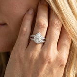 White gold Pear Diamond Halo Ring with Split Shank Pavé Band and Four-Prong Setting_20