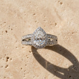 White gold Pear Diamond Halo Ring with Split Shank Pavé Band and Four-Prong Setting_21