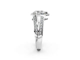 White gold Pear Diamond Halo Ring with Split Shank Pavé Band and Four-Prong Setting_8