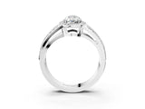 White gold Pear Diamond Halo Ring with Split Shank Pavé Band and Four-Prong Setting_9