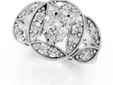 White gold Pear Diamond Milgrain Marquise Filigree Engagement Ring with Prong Setting_7