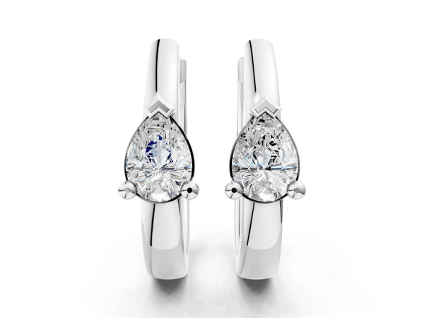 Platinum Pear Diamond Mini Huggie Hoop Earrings