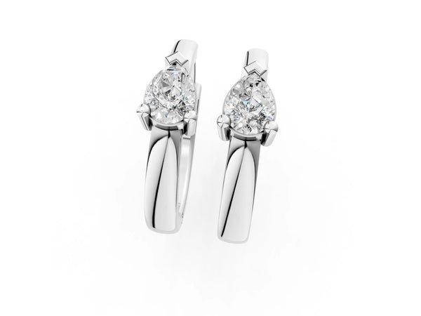 White gold Pear Diamond Mini Huggie Hoop Earrings