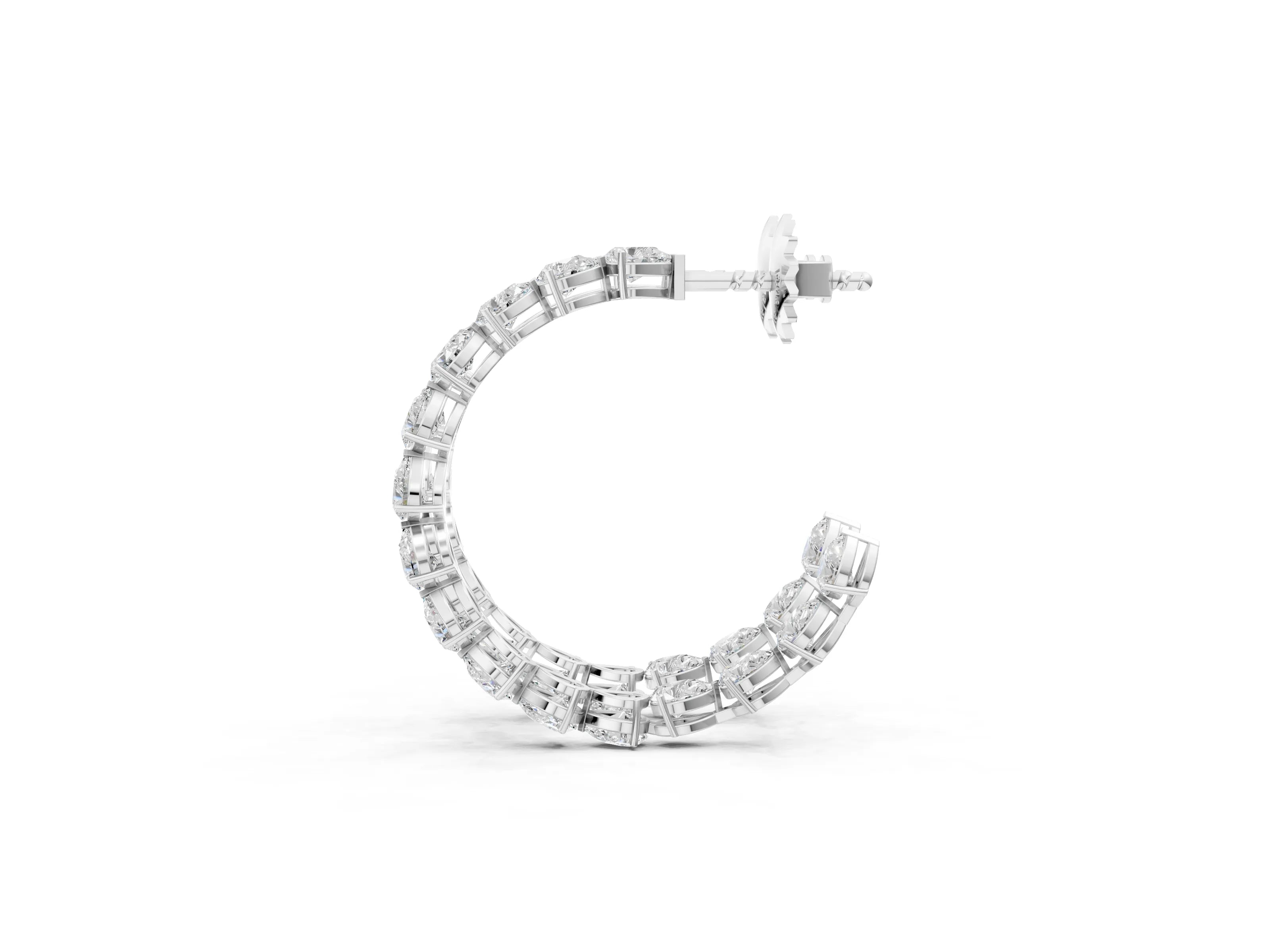 White gold Pear Diamond Open Hoop Earrings_1