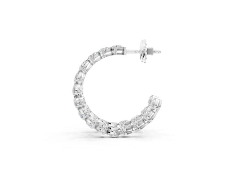 White gold Pear Diamond Open Hoop Earrings_1