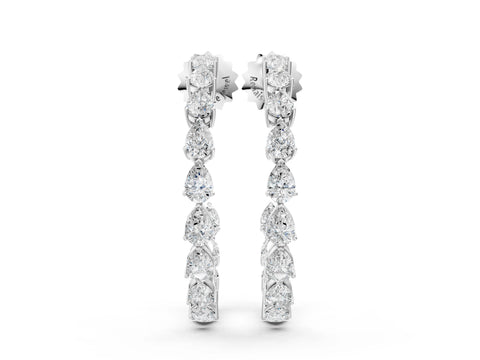 White gold Pear Diamond Open Hoop Earrings