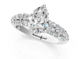 White gold Pear Diamond Pavé Band Solitaire Ring with Four-Prong Setting_50