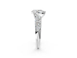White gold Pear Diamond Pavé Band Solitaire Ring with Four-Prong Setting_51