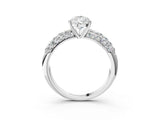 White gold Pear Diamond Pavé Band Solitaire Ring with Four-Prong Setting_52