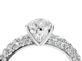 White gold Pear Diamond Pavé Band Solitaire Ring with Four-Prong Setting_53