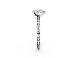 White gold Pear Diamond Pavé Band Solitaire with Four-Prong Setting_216