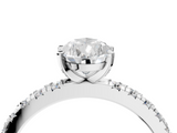 White gold Pear Diamond Pavé Band Solitaire with Four-Prong Setting_216