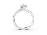 White gold Pear Diamond Pavé Band Solitaire with Four-Prong Setting_217