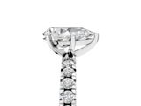 White gold Pear Diamond Pavé Band Solitaire with Four-Prong Setting_219