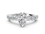 White gold Pear Diamond Pavé Band Solitaire with Four-Prong Setting_38