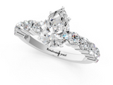 White gold Pear Diamond Pavé Band Solitaire with Four-Prong Setting_39