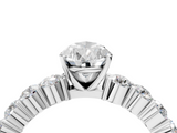 White gold Pear Diamond Pavé Band Solitaire with Four-Prong Setting_42