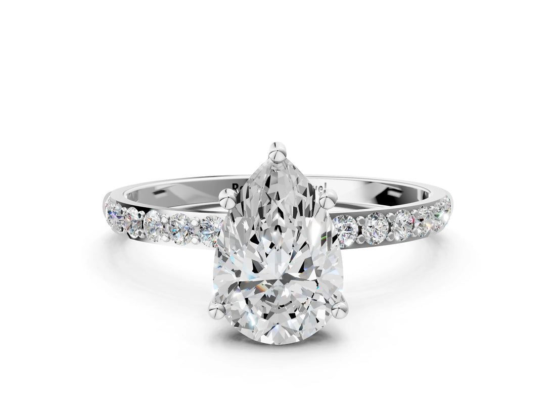 White gold Pear Diamond Pavé Band with Six-Prong Setting_27