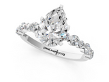 White gold Pear Diamond Prong Set Engagement Ring with Pave Band_246