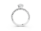 White gold Pear Diamond Prong Set Engagement Ring with Pave Band_248