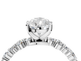 White gold Pear Diamond Prong Set Engagement Ring with Pave Band_256