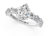 White gold Pear Diamond Prong Setting with Side Stones on a Pave Band_180