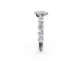 White gold Pear Diamond Prong Setting with Side Stones on a Pave Band_185