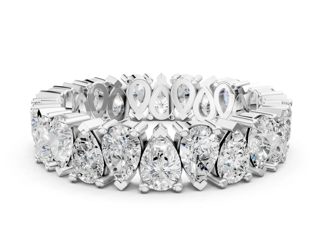 White gold Pear Diamond Shared Prong Eternity Band