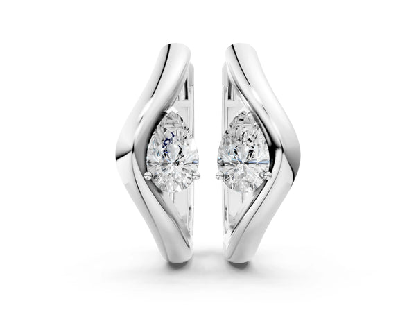 White gold Pear Diamond Silhouette Hoop Earrings