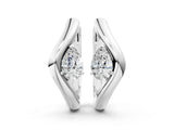 Silver 0.20 Carat E-F VVS-VS Pear Diamond Silhouette Hoop Earrings