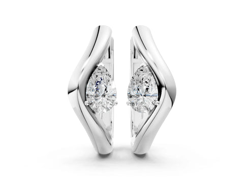 White gold Pear Diamond Silhouette Hoop Earrings
