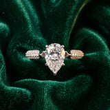 White gold Pear Diamond Solitaire Engagement Ring with Pavé Band and Four-Prong Setting_15