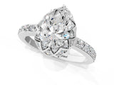 White gold Pear Diamond Solitaire Ring with Shared Prong Pavé Band_50