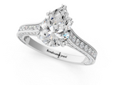 White gold Pear Diamond Solitaire with Pave Band and Six-Prong Setting_56