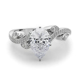 White gold Pear Diamond Swirl Band with Prong Setting 1