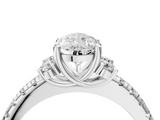 White gold Pear Diamond Three-Stone Pave Band with Four-Prong Setting_62