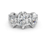 White gold Pear Diamond Three-Stone Ring with Prong Setting and Textured Band_17