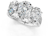 White gold Pear Diamond Three-Stone Ring with Prong Setting and Textured Band_18