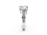 White gold Pear Diamond Three-Stone Ring with Prong Setting and Textured Band_19