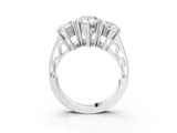 White gold Pear Diamond Three-Stone Ring with Prong Setting and Textured Band_20