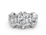 White gold Pear Diamond Three-Stone Ring with Prong Setting and Textured Band_29