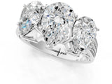 White gold Pear Diamond Three-Stone Ring with Prong Setting and Textured Band_30