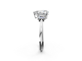 White gold Pear Diamond Three-Stone Ring with Trapezoid Side Stones and Prong Setting_25