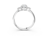 White gold Pear Diamond Three-Stone Ring with Trapezoid Side Stones and Prong Setting_26